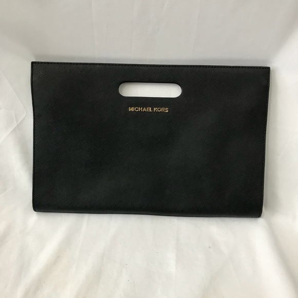 MICHAEL Michael Kors Handbags - Black with Gold Logo - Michael Kors Envelope Purse